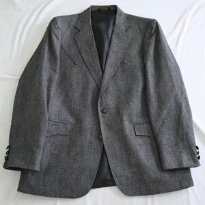Grand Entry 44R Gray Tweed Western Yoke Cowboy Rodeo USA Made Blazer Jacket Coat